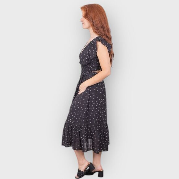 Bishop & Young Santorini Midi Dress Small Black White Floral Romantic Flutter - Picture 11 of 11